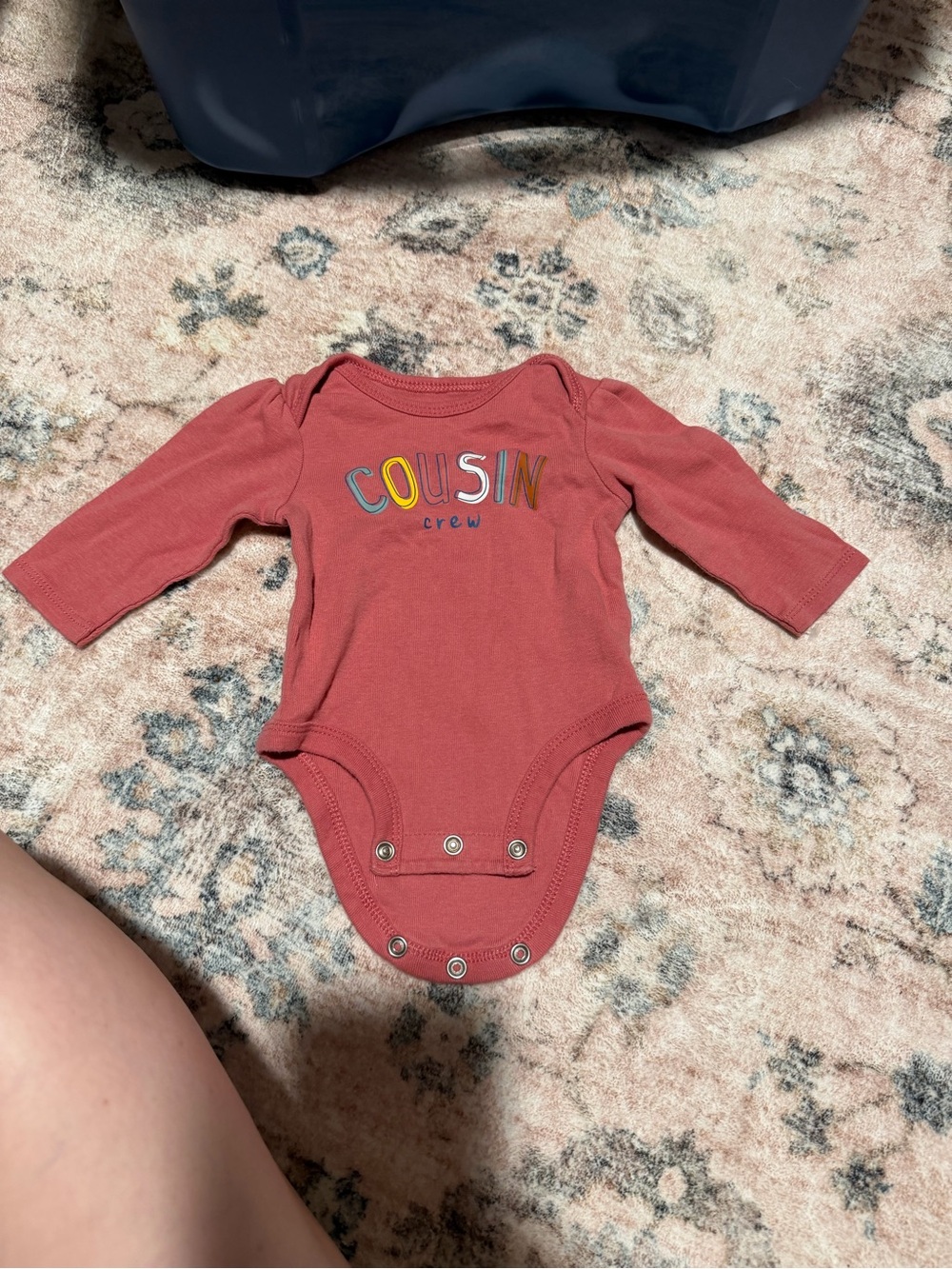 Carter's Dusty Rose Long-Sleeve Bodysuit with Colorful COUSIN crew wording